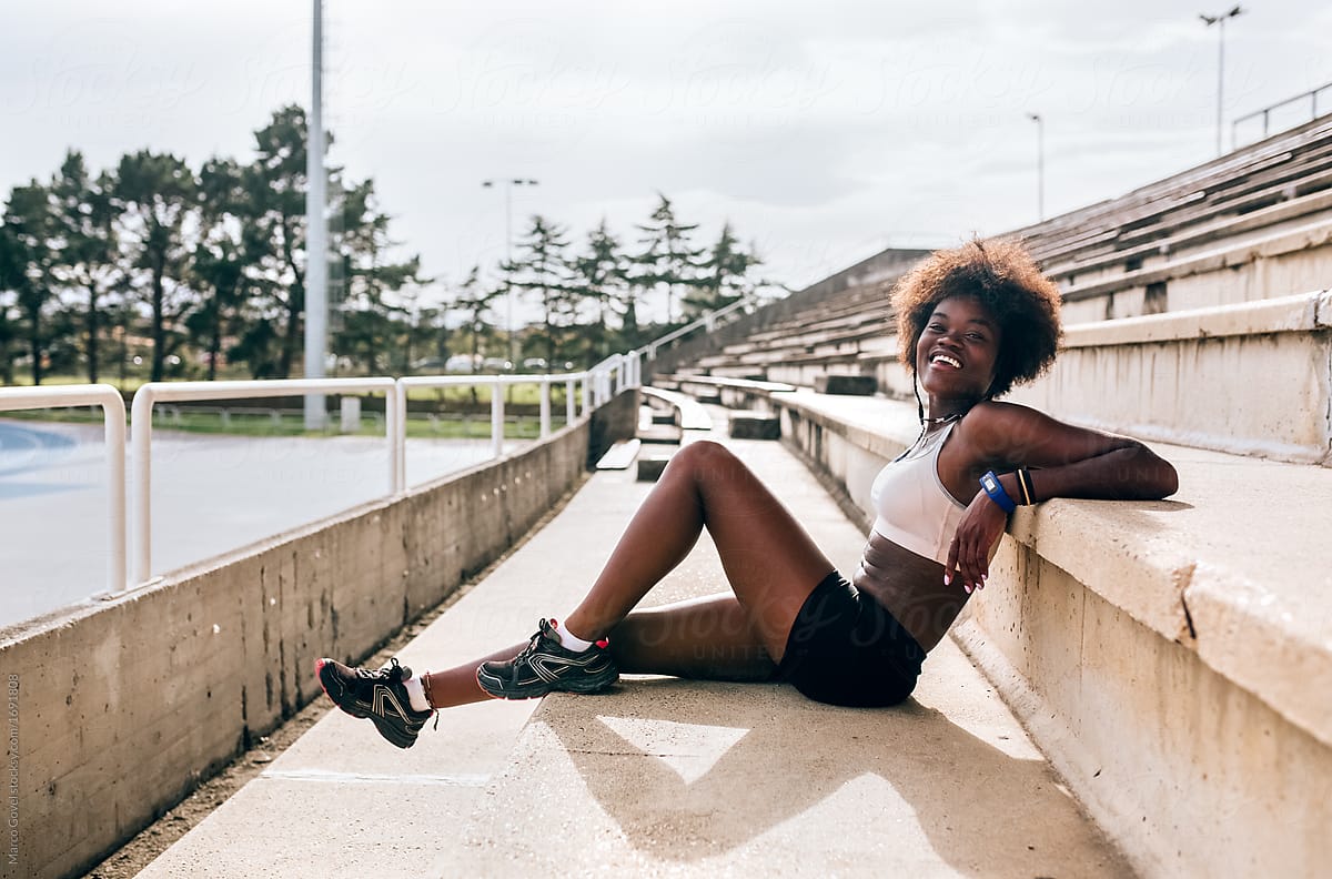 Black Athlete Woman In An Athletics Stadium By Stocksy Contributor Marco Govel Stocksy