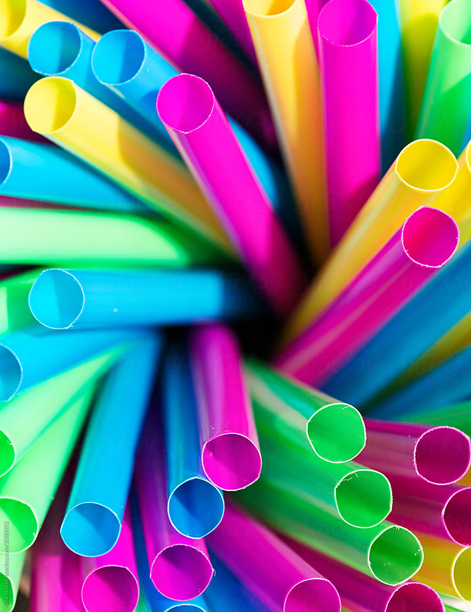 Close Up Of Colorful Plastic Straws