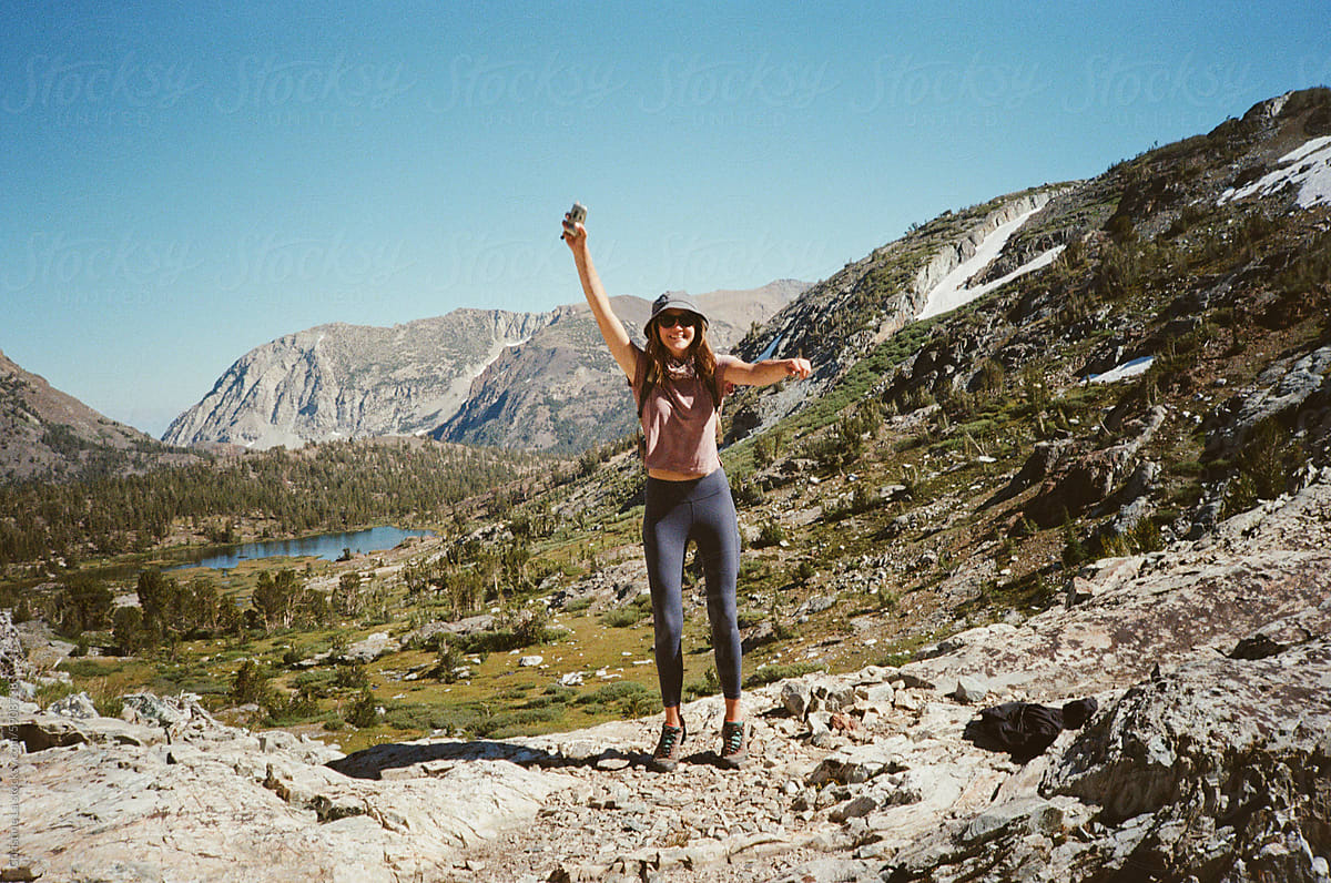 Excited hiker