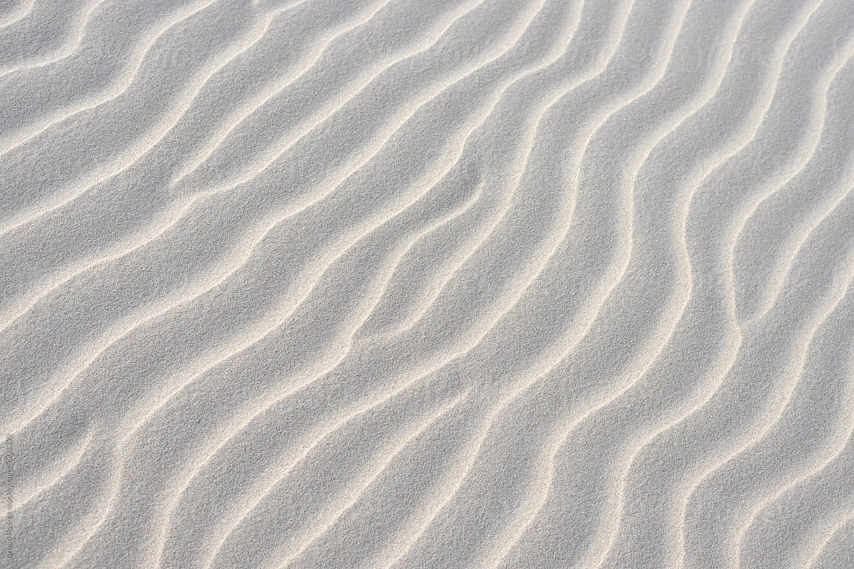 Texture of White Sand Dune with Wavy Lines