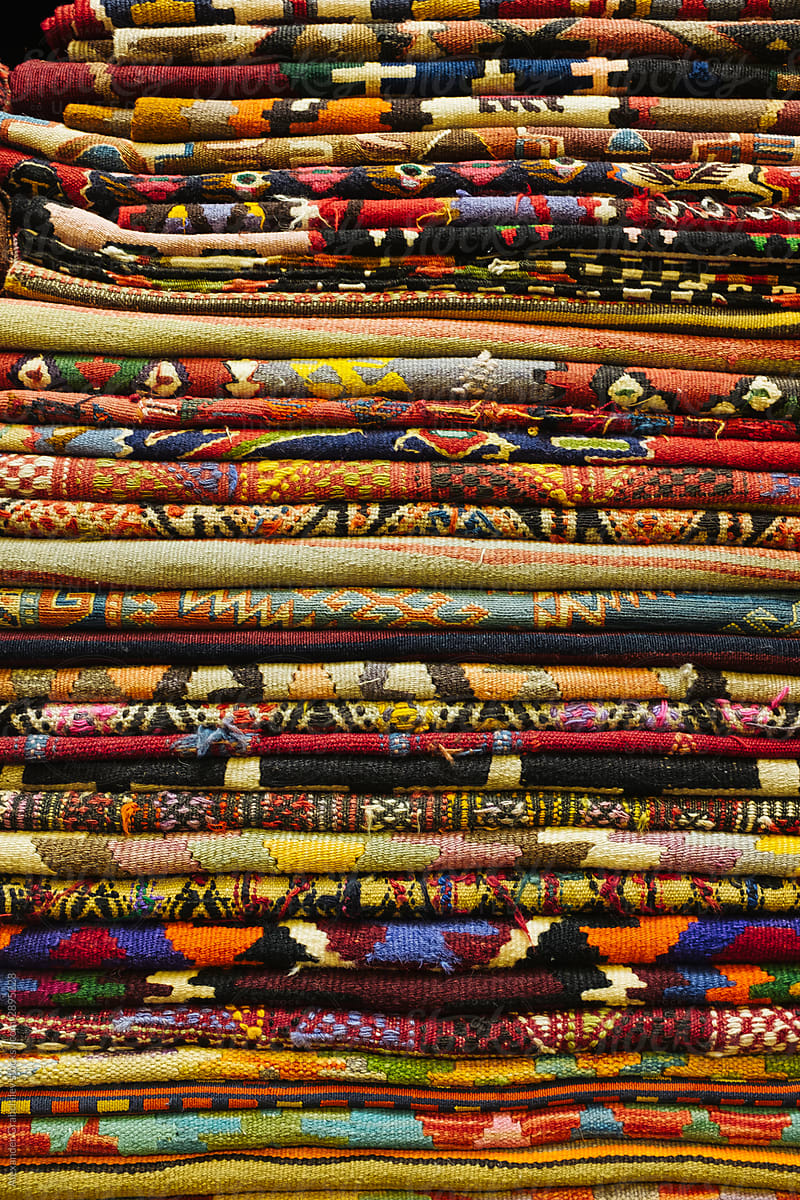 Stack of oriental carpets, Turkey