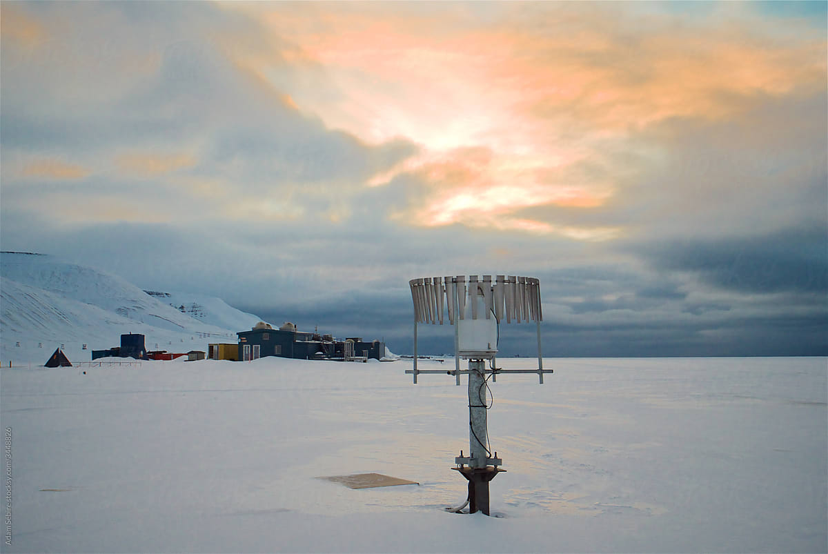 Weather forecasting and recording station, climate data equipment, arctic Svalbard