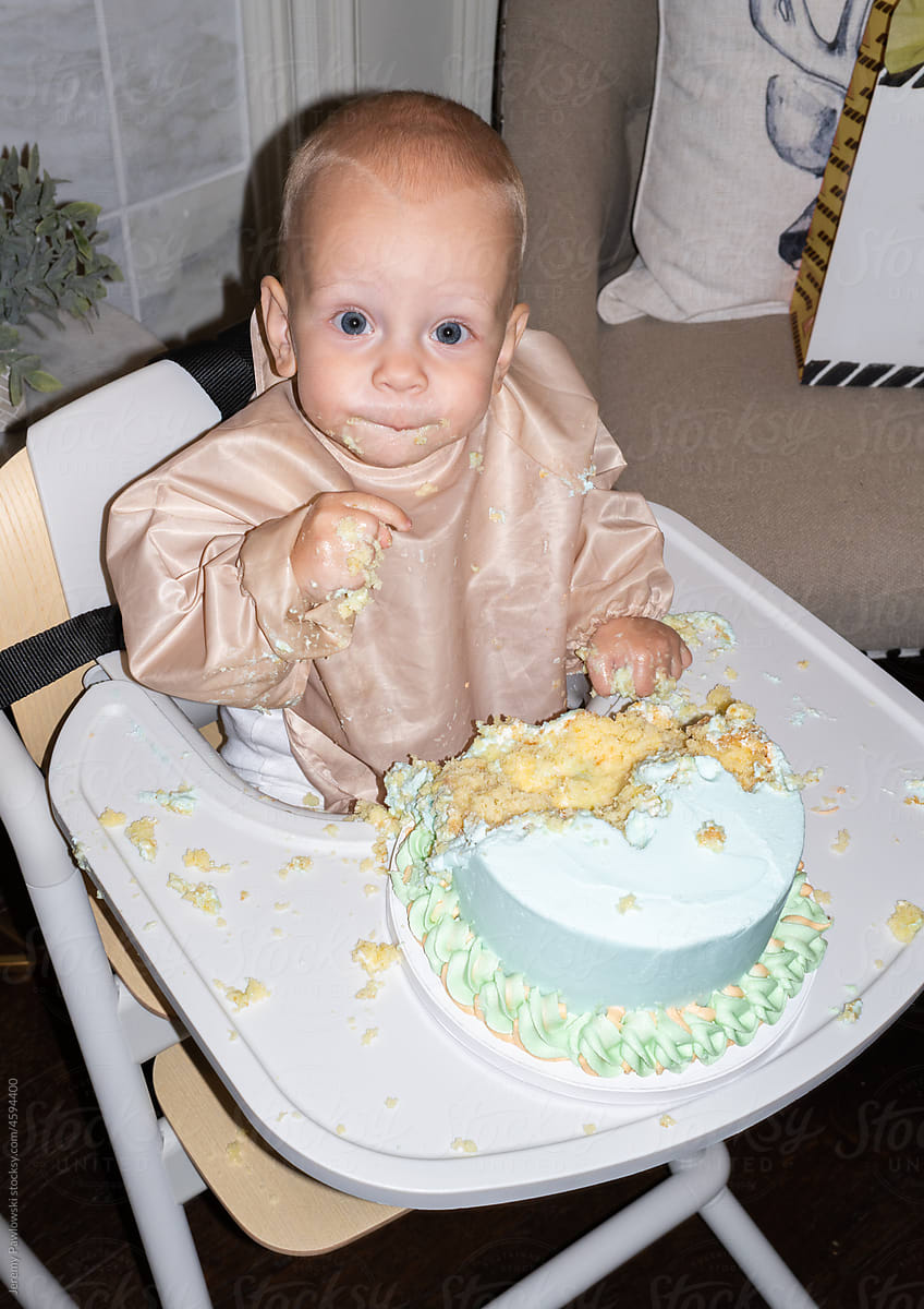 Candid Baby With Cake