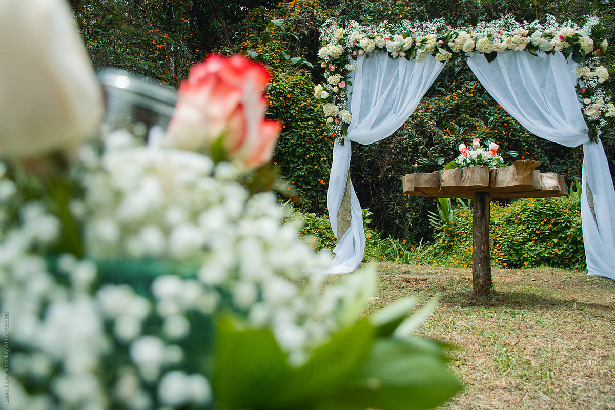 Wedding Arch with Floral Decorations in Nature