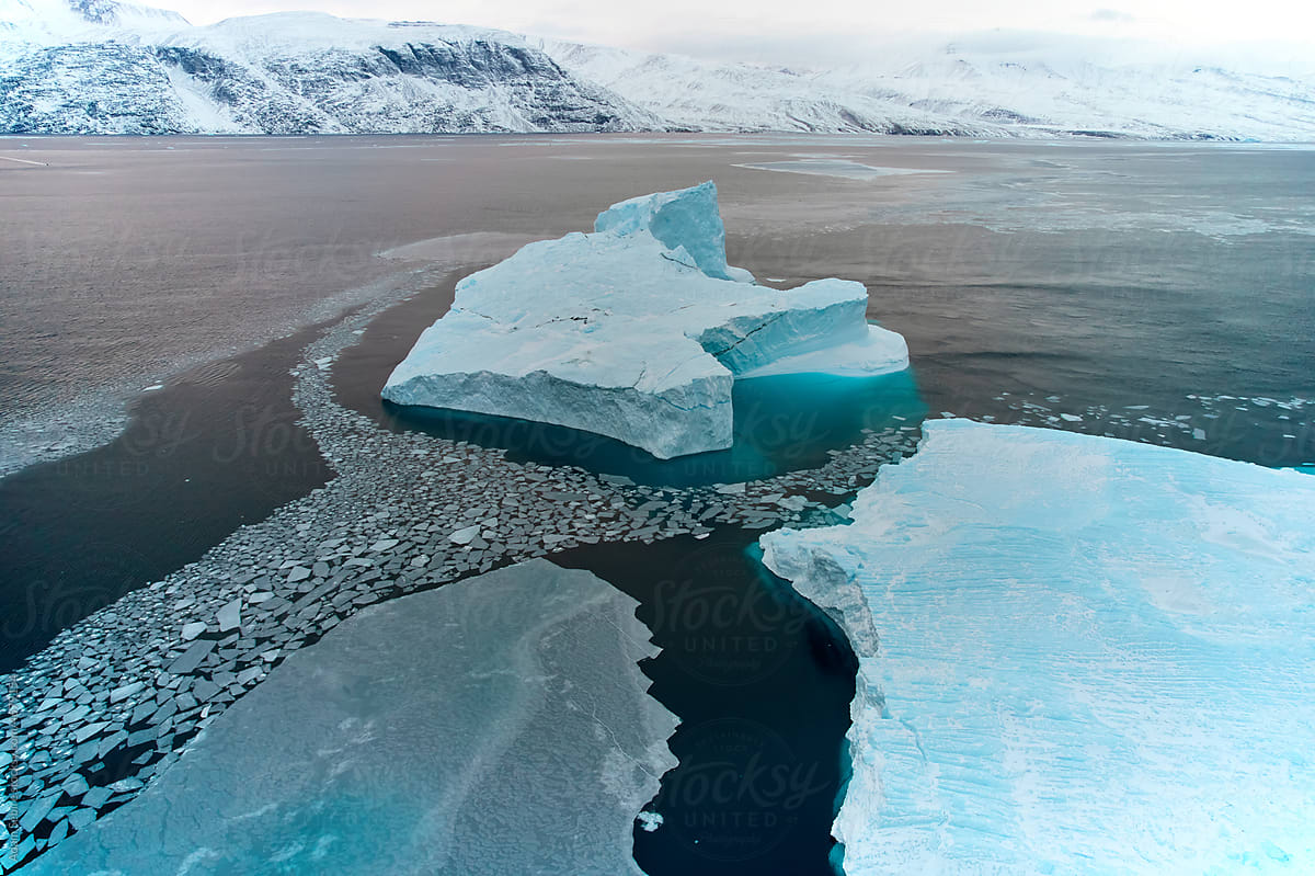 Arctic aerial anthropomorphic iceberg: sea ice floes, global warming