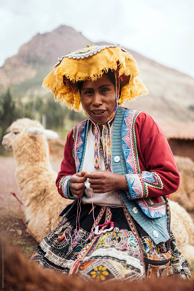 Portrait of traditional peruvian woman