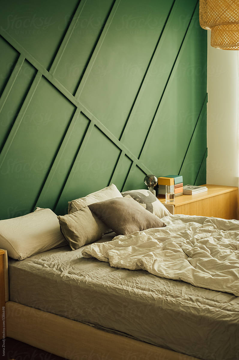 Cosy Bedroom With Green Wall