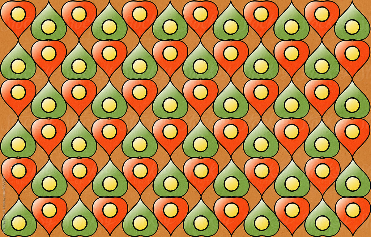 Red And GreenPattern With Hearts
