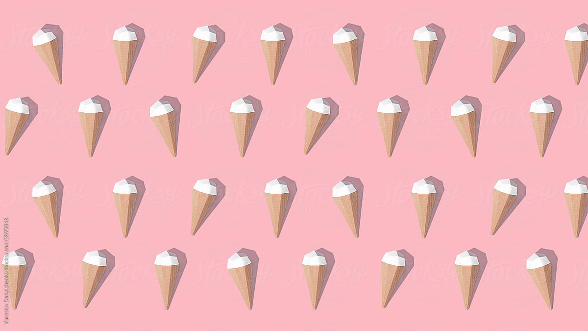 Ice-cream pattern of handmade cones.