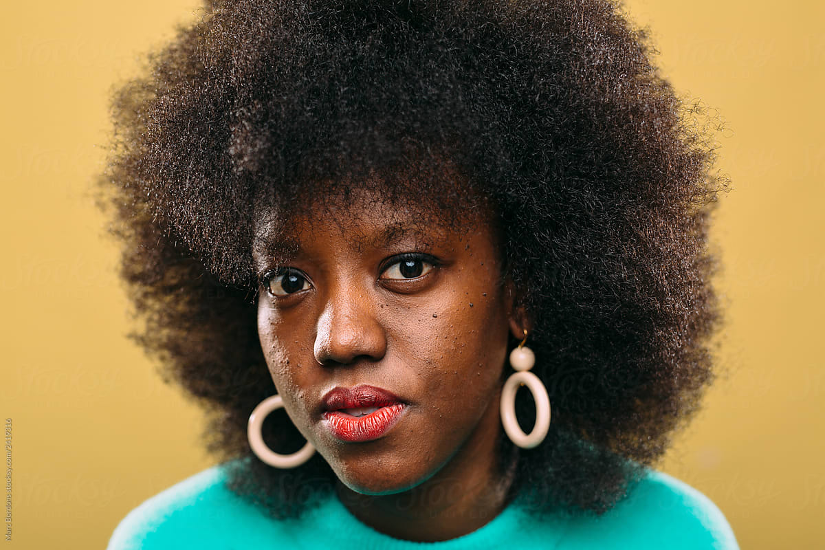 Young afro hairstyle woman.
