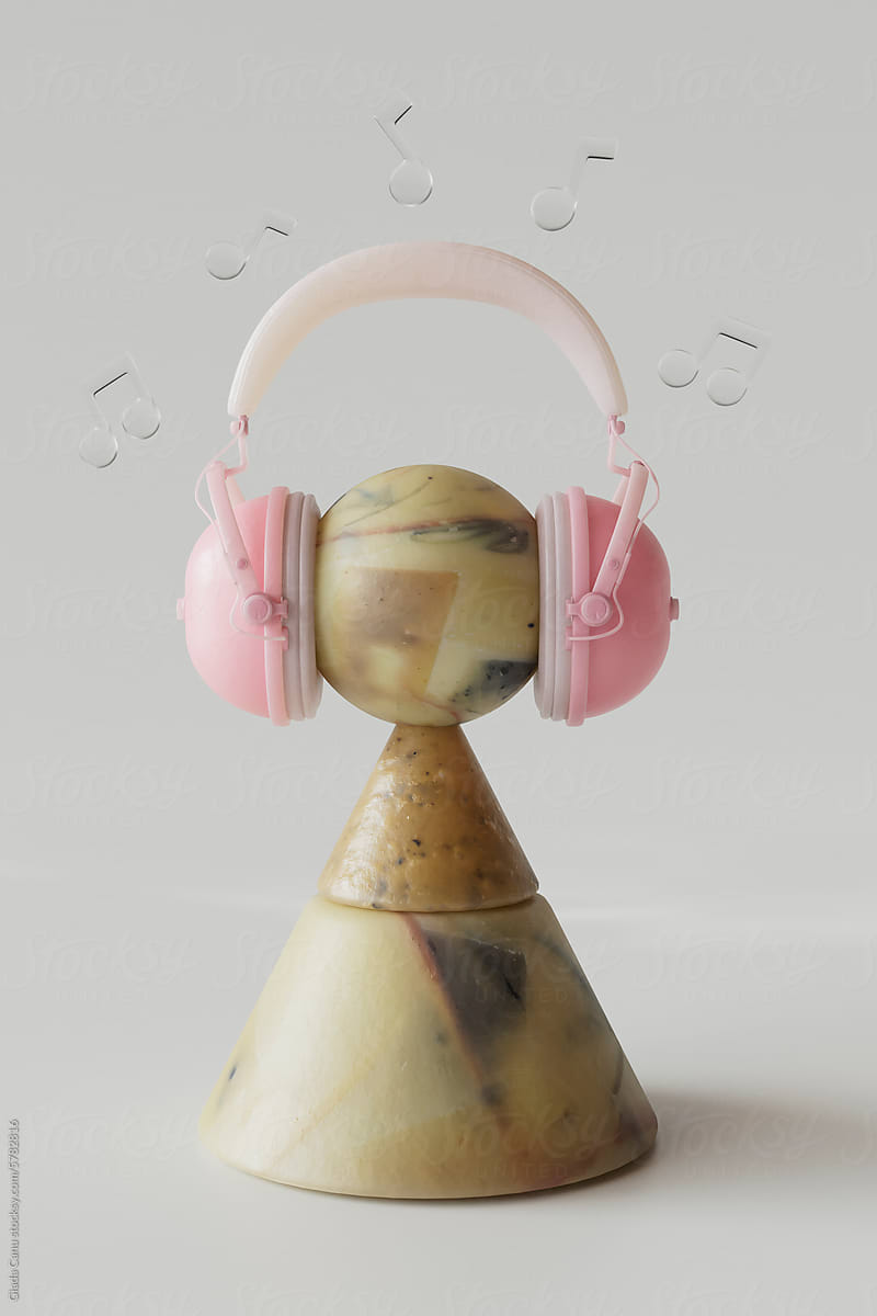 Abstract Figure with Pink Headphones
