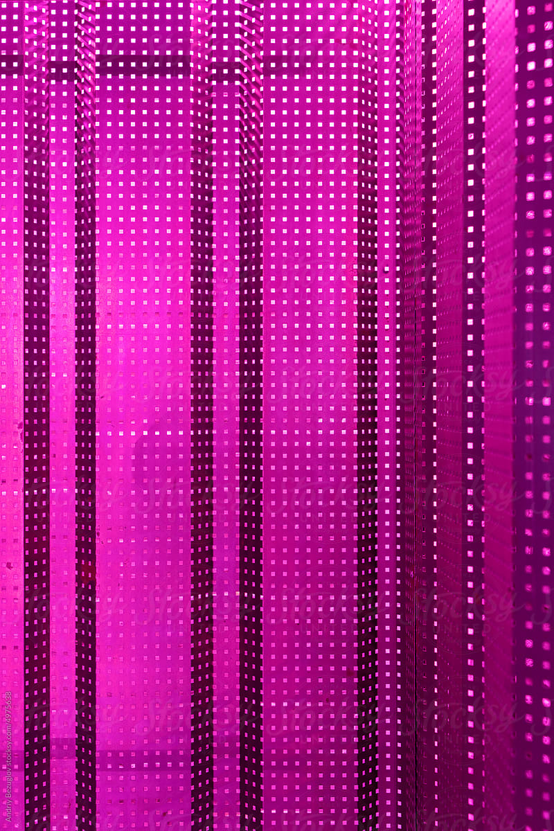 Night club empty room interior with pink violet neon