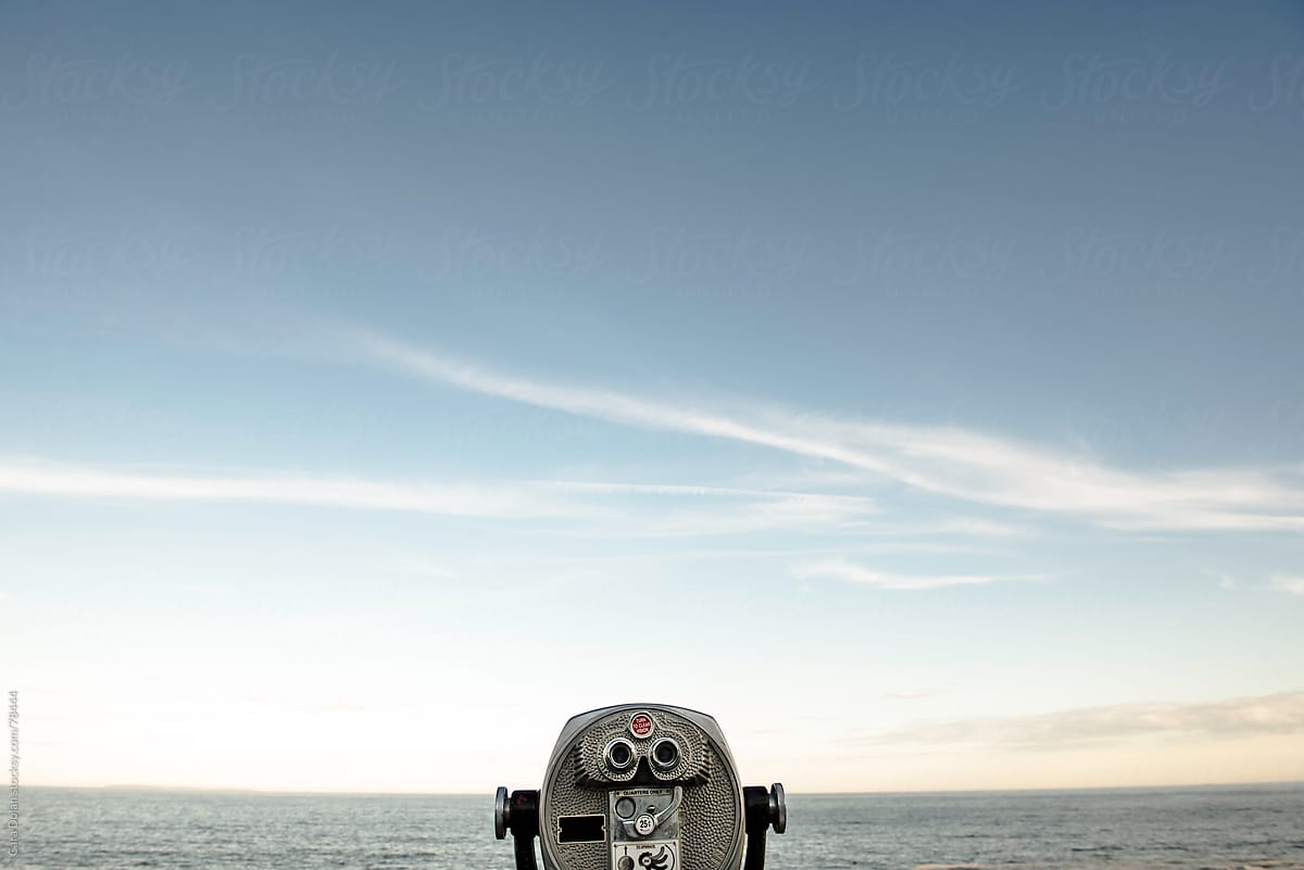 Viewfinder Binoculars Look Out Over Scenic Ocean View