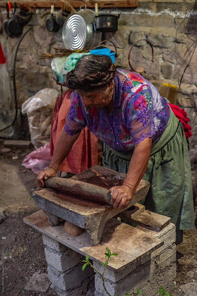 Mexican village lifestyle senior woman