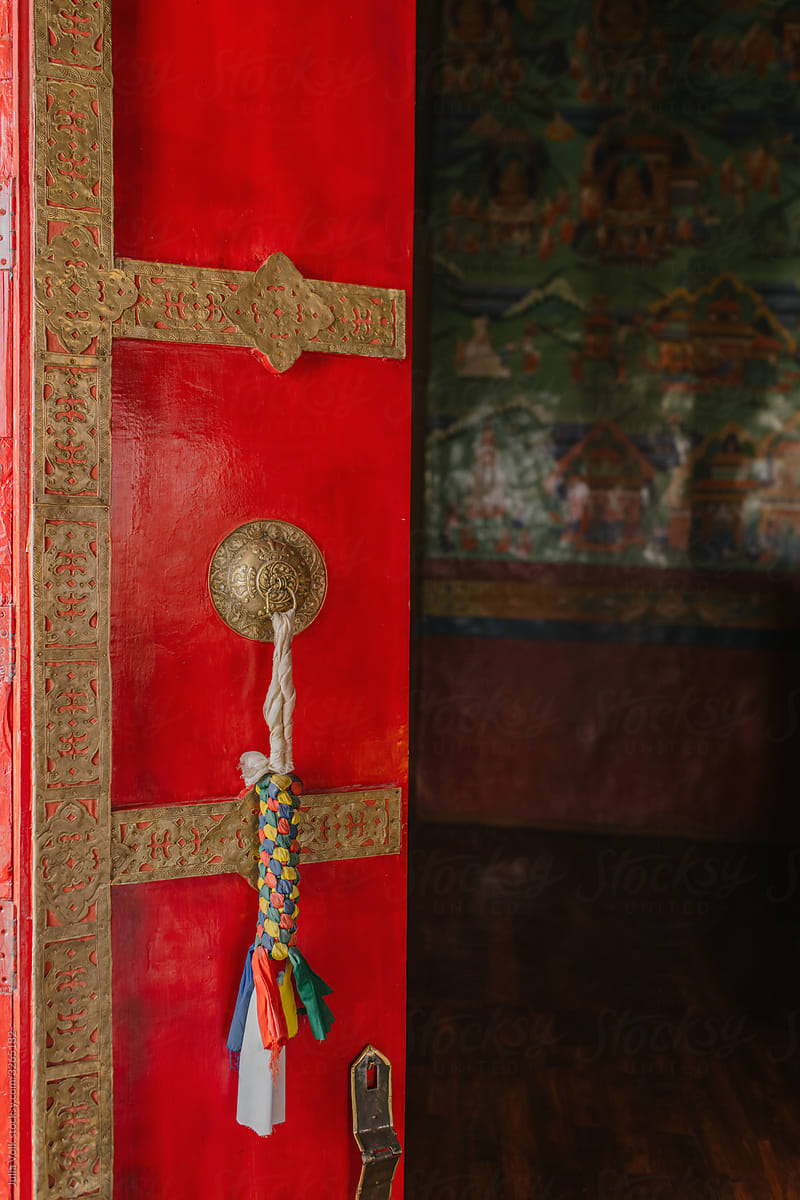 Double Door In Buddhist Temple