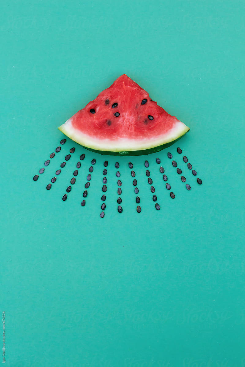watermelon, rain, minimal, graphic