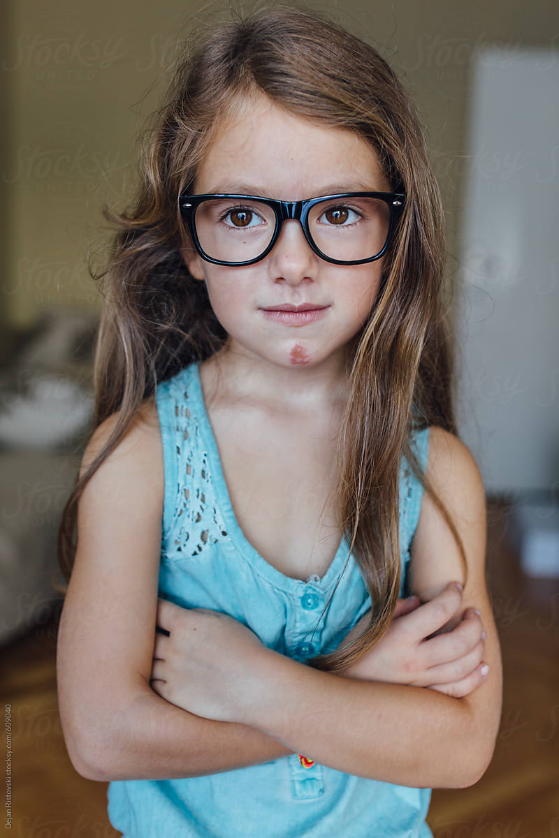 little girl glasses Little Girl Wearing Glasses by Dejan Ristovski