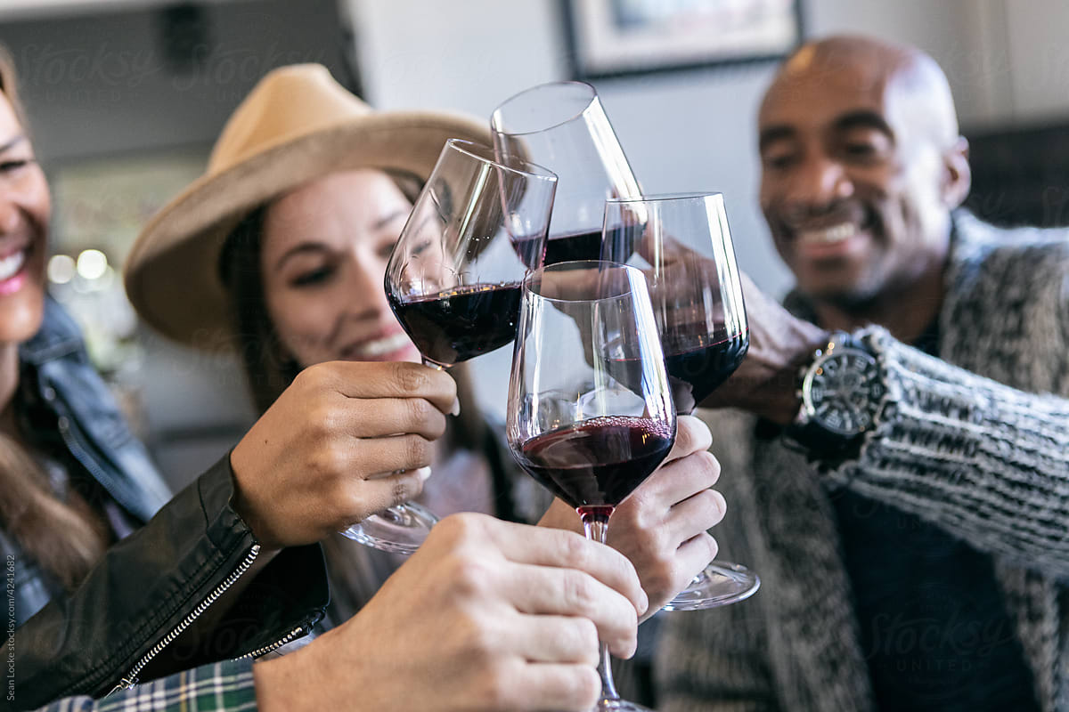 Friends Celebrate With Wine