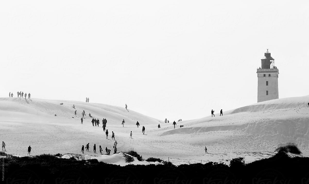 Tourists on a dune in Denmark