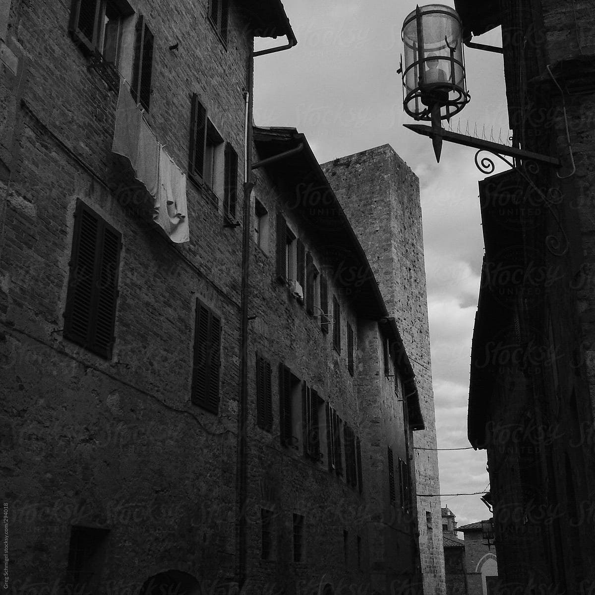 Scenic black and white travel and adventure views of Tuscany, Italy
