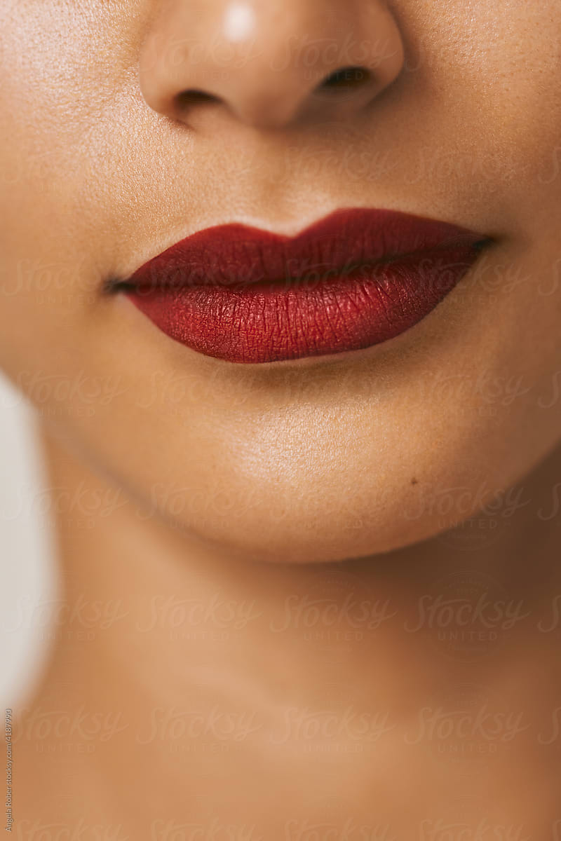 Close-up of a woman's red lips