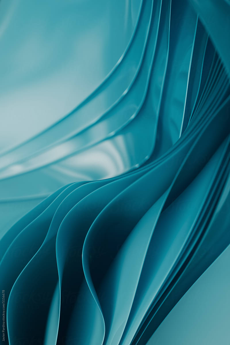 Abstract blue background with layers of silk folded drapery
