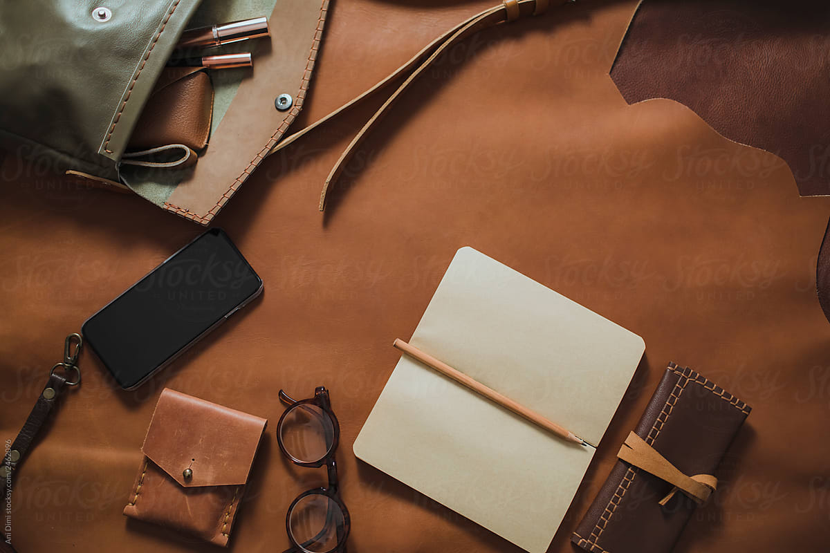 Leather Accessories Flat Lay