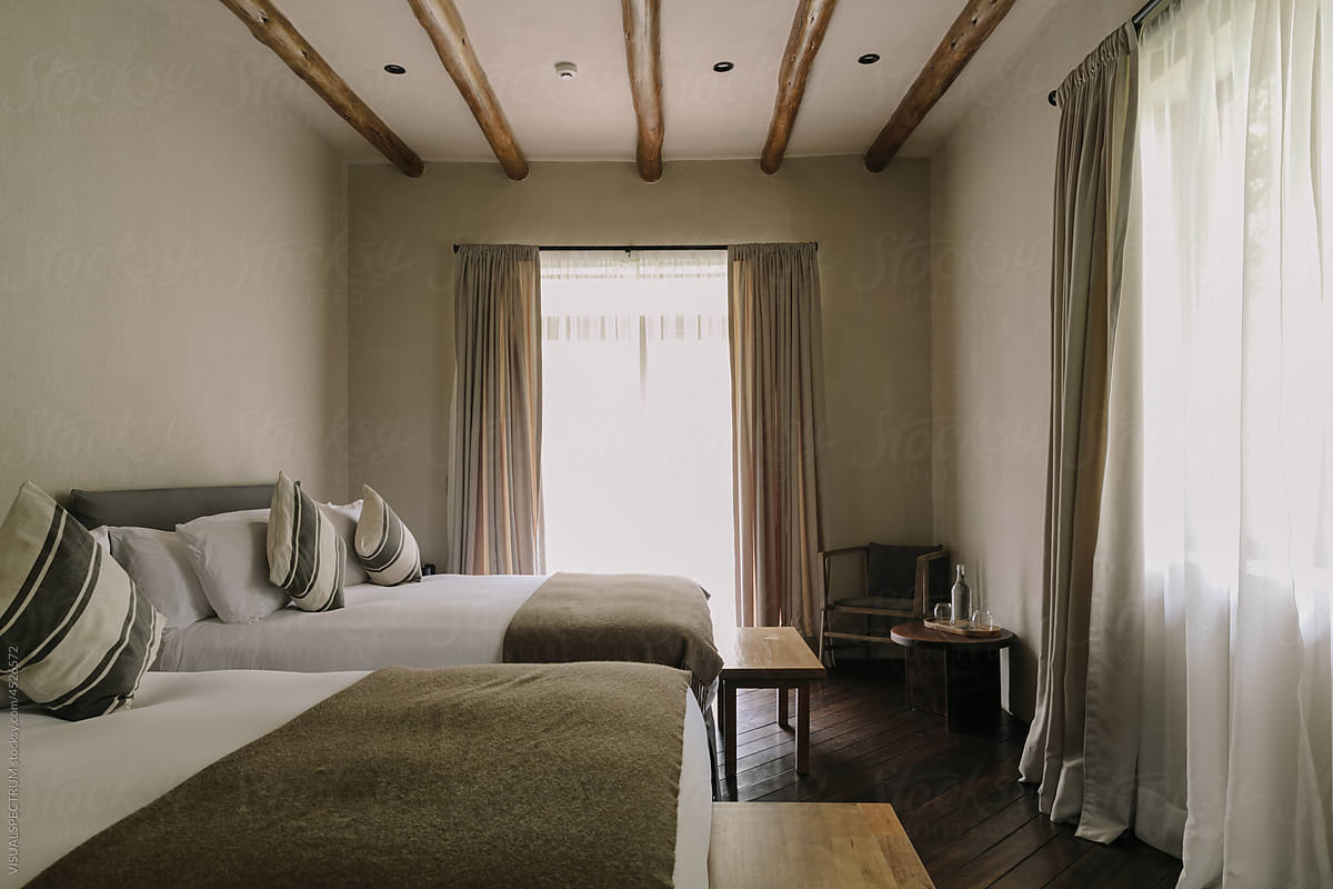 Simple Hotel Room in Earth Tones