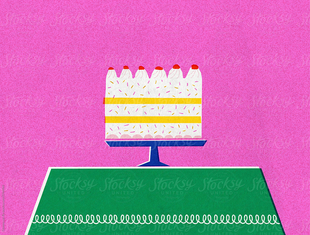 Birthday cake. Celebration concept illustration