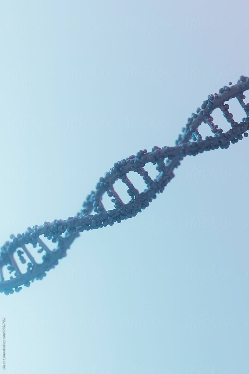 DNA Double Helix in Soft Blue Haze
