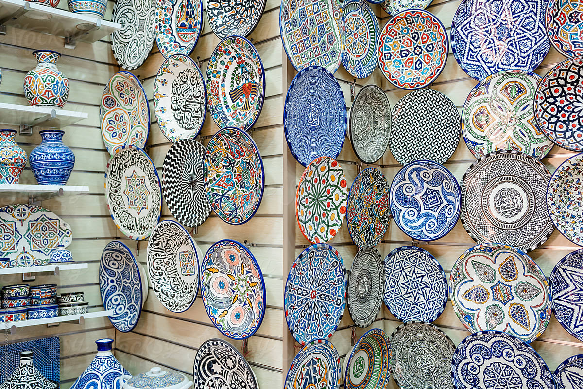 Pottery decorated in a shop