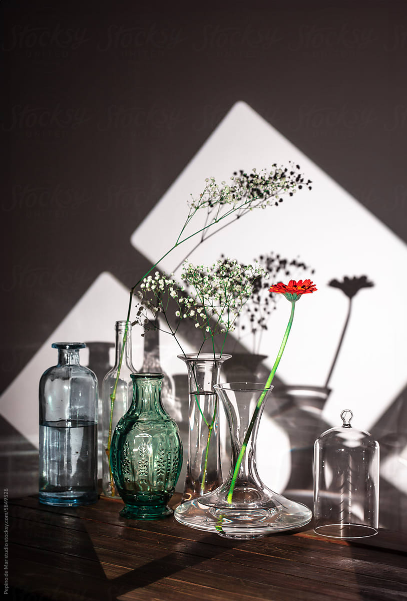 Glassware and flowers