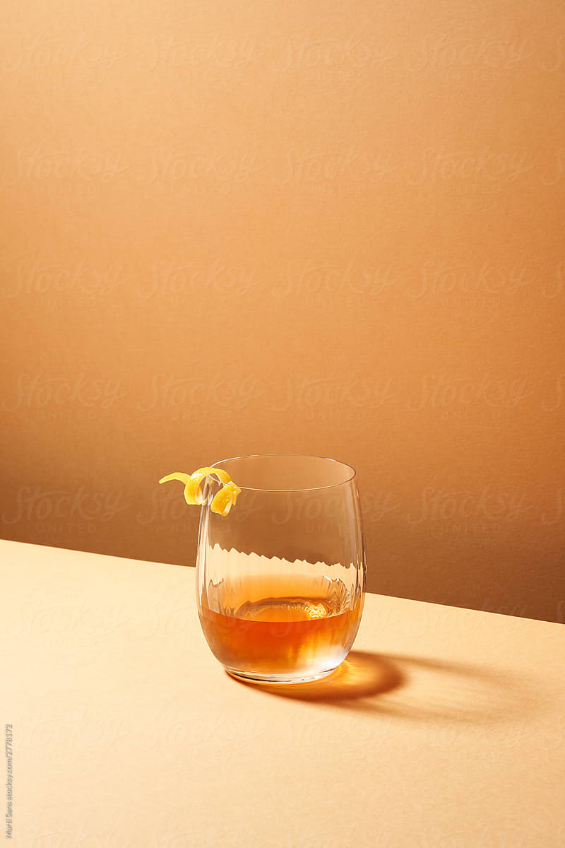 Glass with strong alcoholic drink