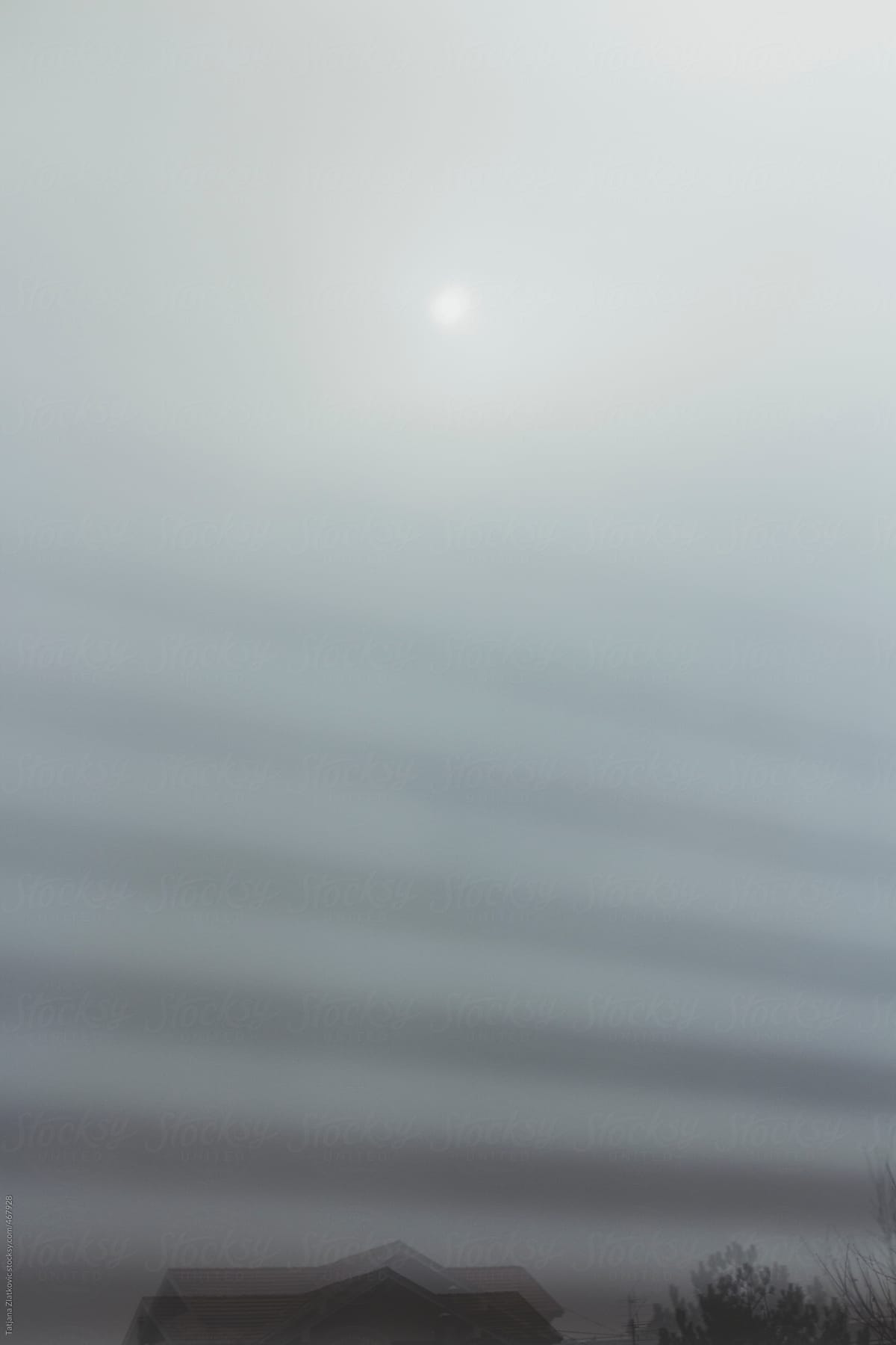 The sun on foggy morning