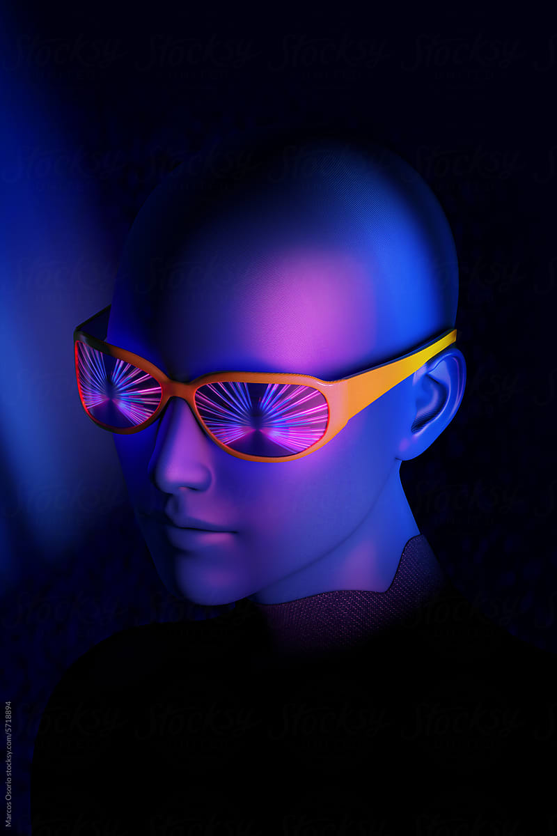 A woman with dark skin and sunglasses in a dark room