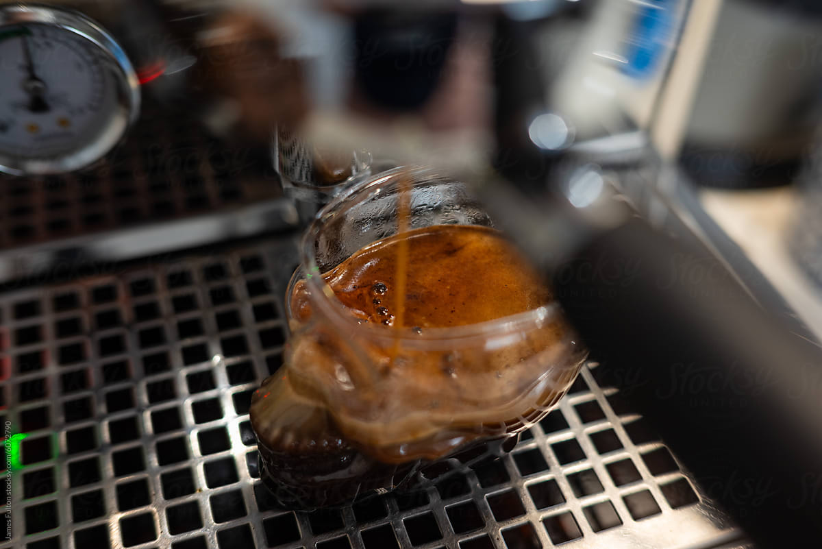 Espresso shot into a skull glass