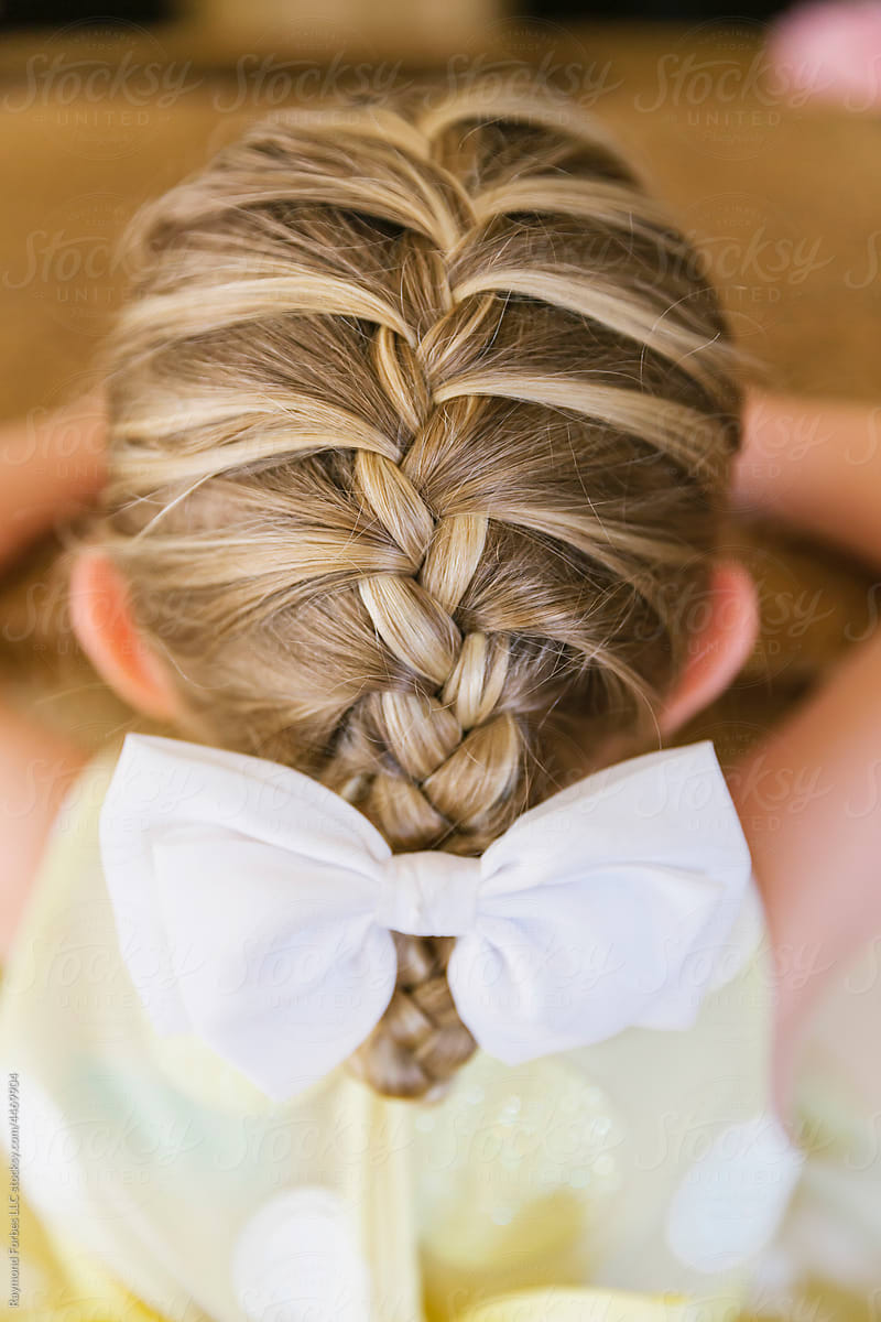 Hair Braid on Young Girl with Bow