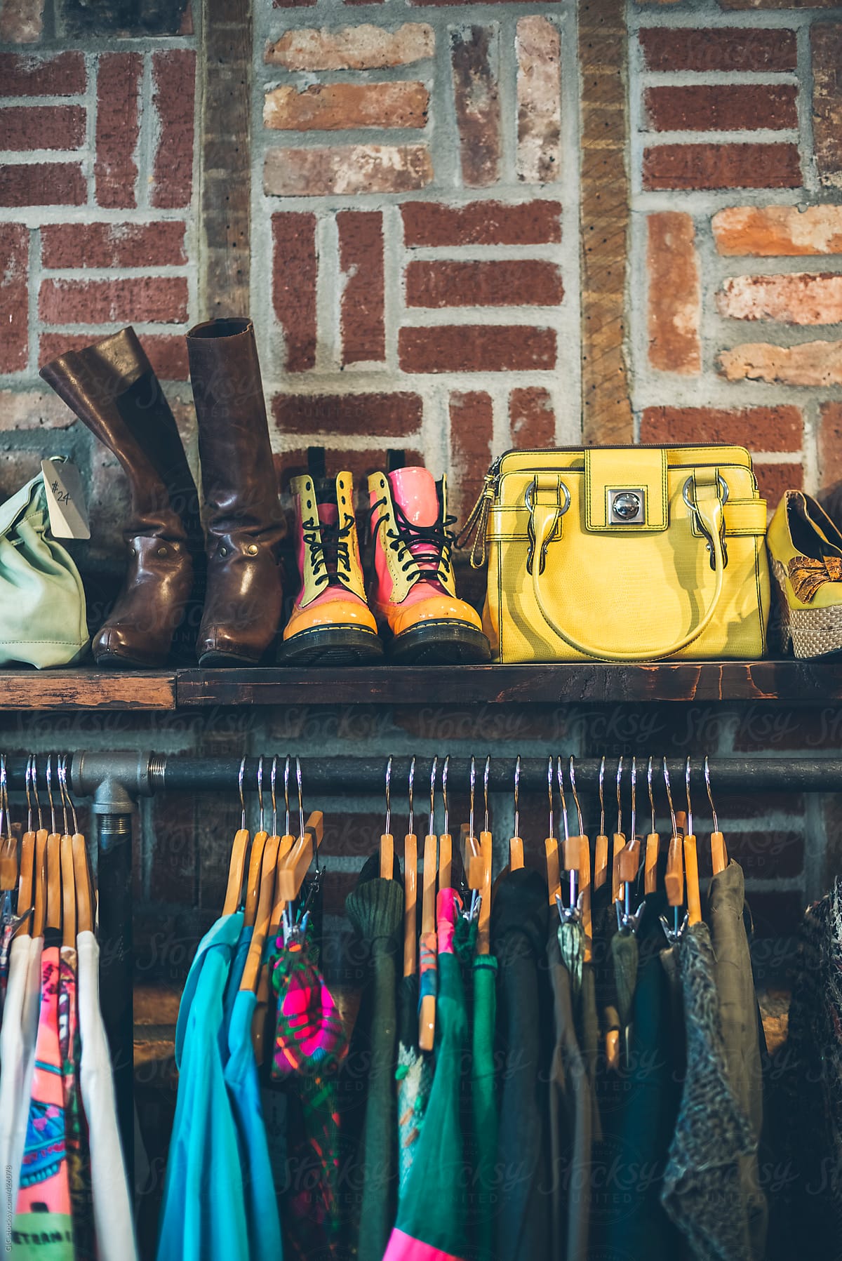 Vintage store with clothes and shoes