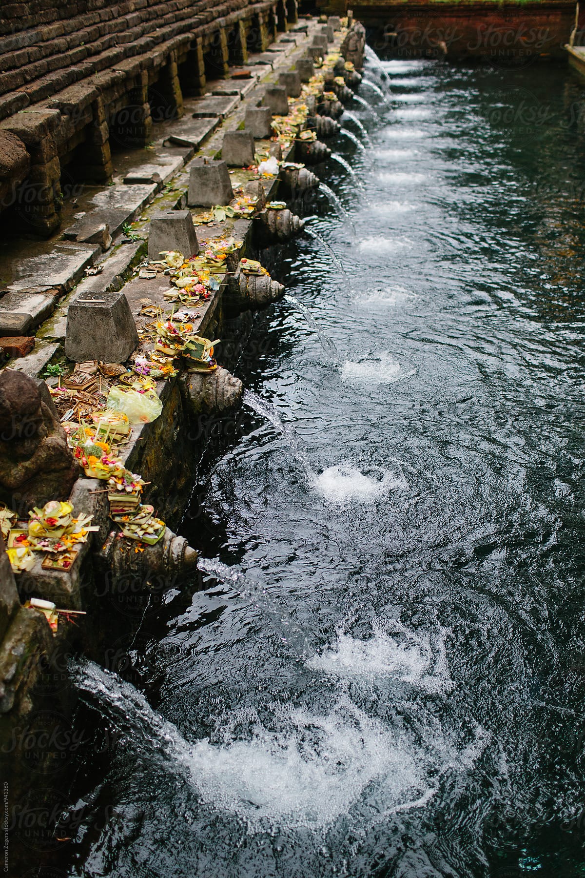 Fountains at Tirta Empul Holy Water Temple in Bali, Indonesia.