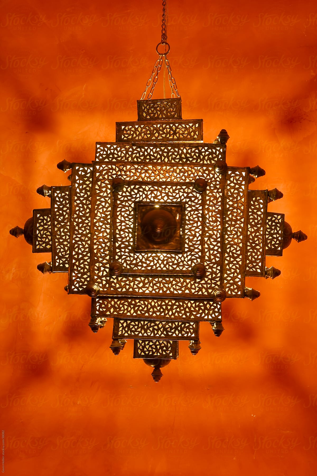 Qatar, Middle East, Arabian Peninsula, Doha, detail of a traditional Arabian light in the restored Souq Waqif
