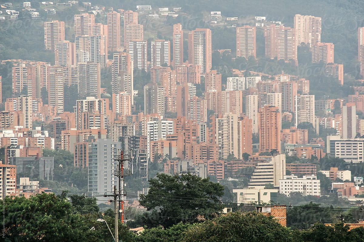 Poblado neighborhood of high rises in Medellin, Colombia