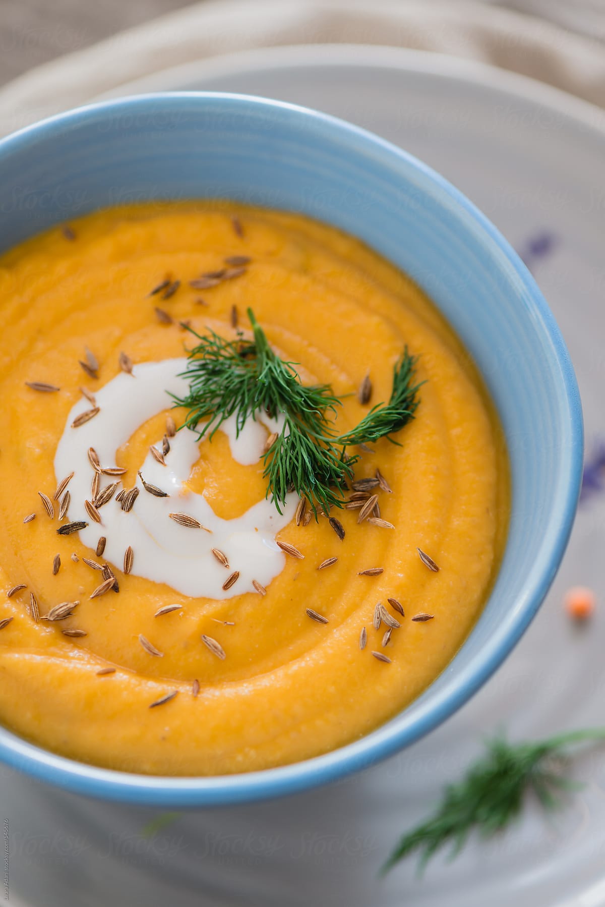 Red lentil soup with cumin seeds
