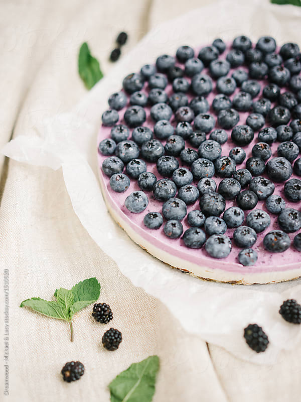 Blueberry cheesecake served