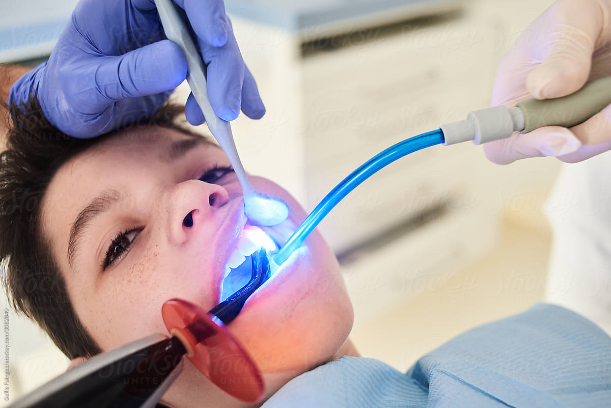 Dental checkup for little brave patient