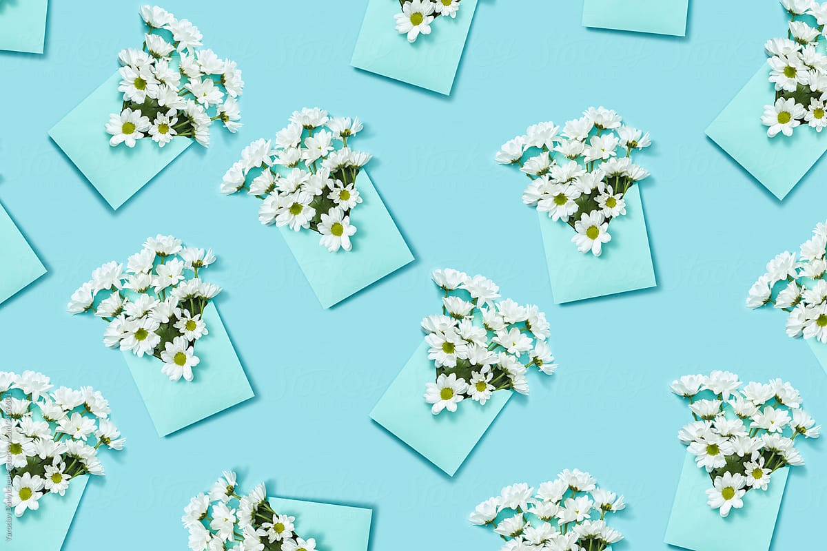 Envelopes pattern with white flowers.