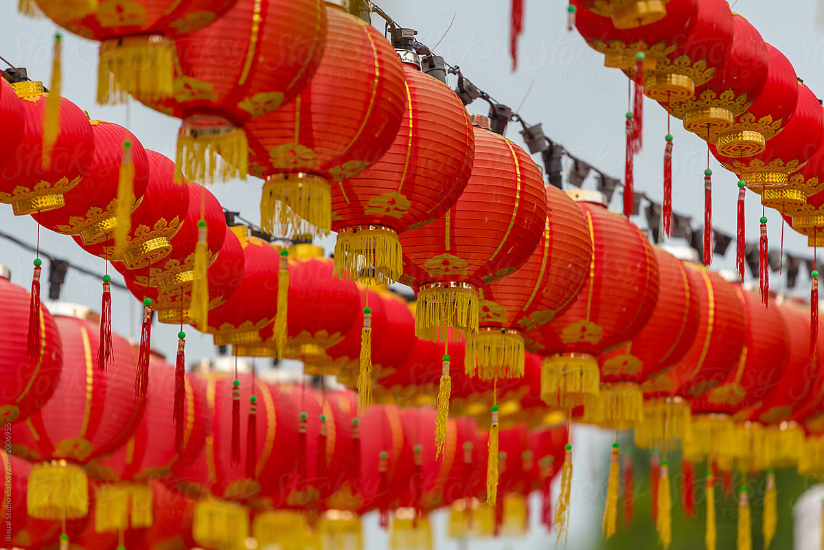 Chinese lanterns hanging in a temple, Kuala Lumpur