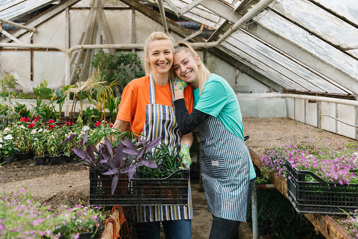 Portrait Of Two Women In The Greenhouse