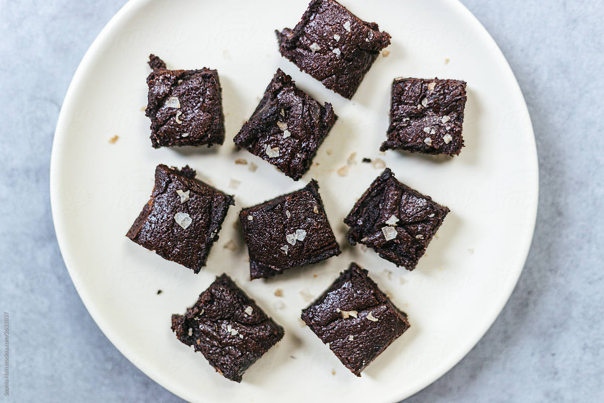 Brownies with Sea Salt with plate