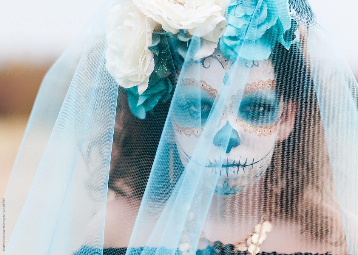 Close Up Of Sugar Skull Halloween Makeup | Stocksy United