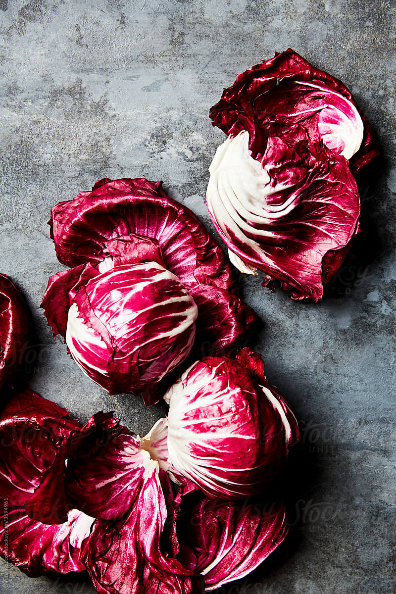 Still Life of Radicchio Heads and Leaves